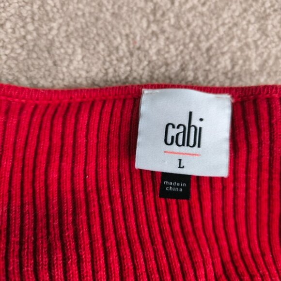 Cabi Moulin Rouge Cabaret Red Chic Ribbed Balloon Sleeve Cardigan L - Picture 6 of 10